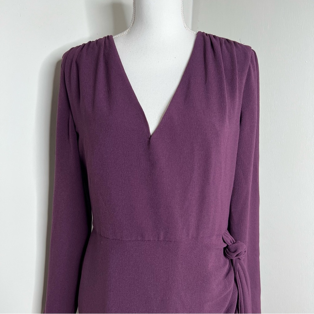 DRESS THE POPULATION Aila Mini Wrap Dress in Boysenberry size L - Picture 6 of 14